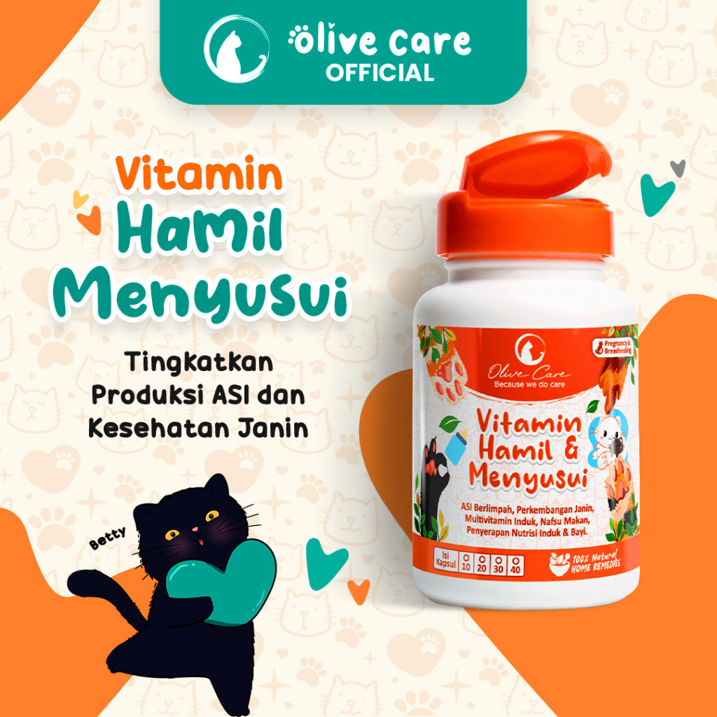 Olive Care Vitamin Hamil & Menyusui (1 Kapsul) - Vitamin Kucing Hamil dan Menyusui