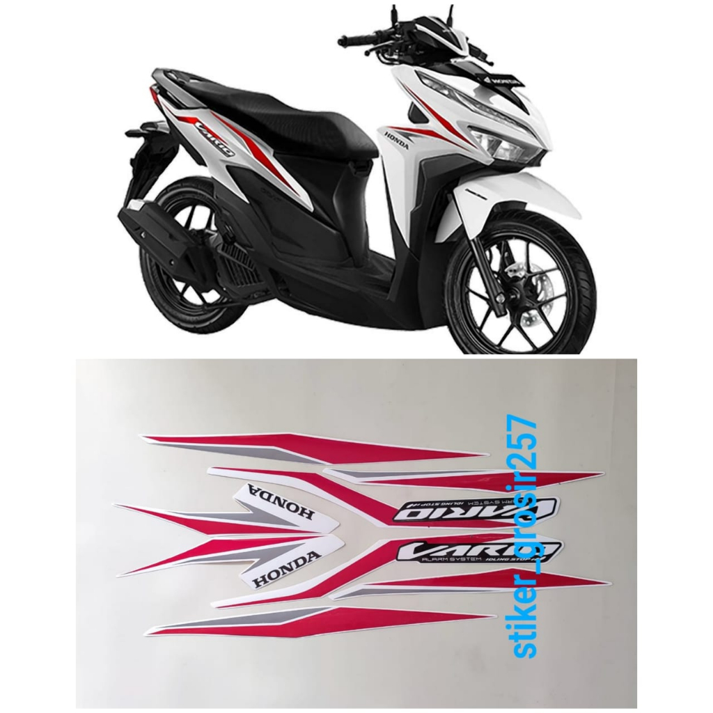 STIKER STRIPING LIS LES BODY HONDA VARIO 125 LED NEW 2018 2019 PUTIH MERAH