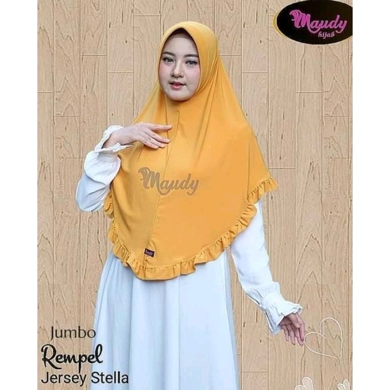 Hijab Bergo Instan Maudy Rempel Jumbo Jersey Premium Menutup Dada