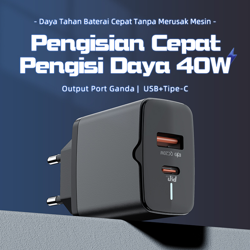 (HOT)BASIKE Kepala Charger iPhone Fast Charging PD 40W Type C USB for MFi Samsung Xiaomi OPPO vivo