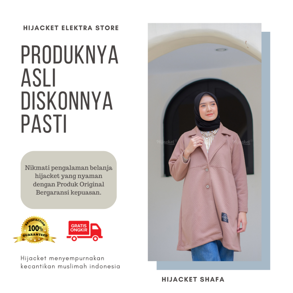 Hijacket Shafa Jaket Muslimah Kekinian Model Jaket Panjang Syari Outer Panjang Terbaru
