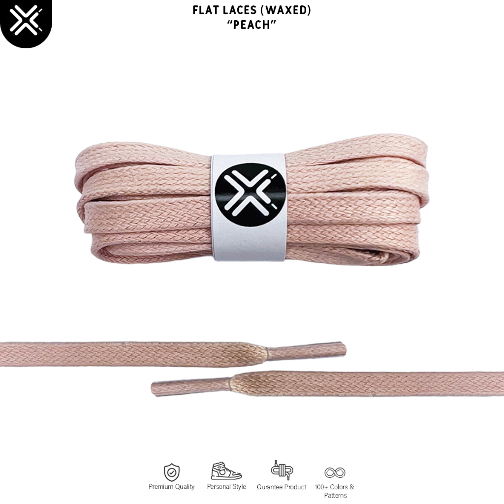 TALI SEPATU LILIN GEPENG PEACH (WAXED LACES)