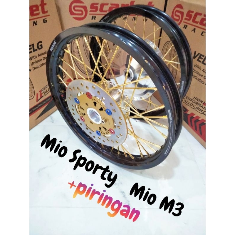 VELG JARI JARI RING 14 140 X 160 + PIRINGAN SCARLET MOTOR MIO SPORTY MIO M3 MIO J MIO SOUL SATU SET