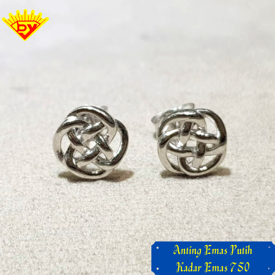 Anting Emas Putih Kadar Emas 750