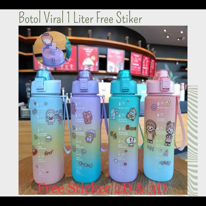 BOTOL VIRAL 1 LITER + STIKER