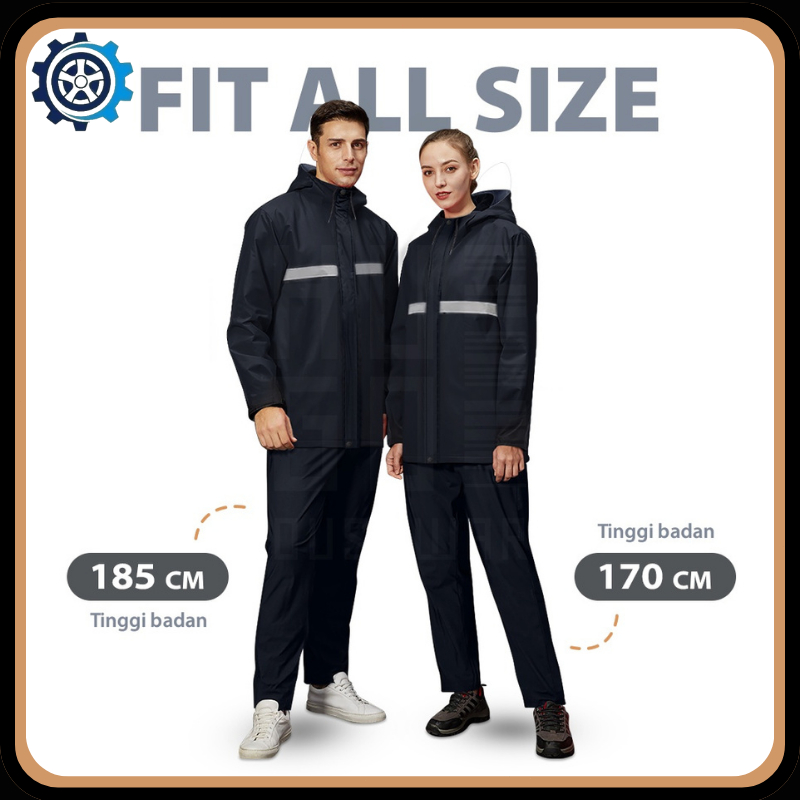 Jas Hujan Pria dan Wanita Tebal Jas Hujan Setelan Premium All Size Set Jas Hujan Dewasa Jas Hujan Set Baju Dan Celana Anti Angin Oxford Cloth 【Leleh】