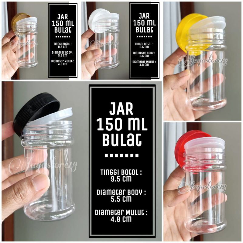 100PCS BOTOL SAMBAL 150ML TEBAL MURAH JAR TOPLES bentuk bulat tebal 19gr diameter 5cm 5.5cm sambal w