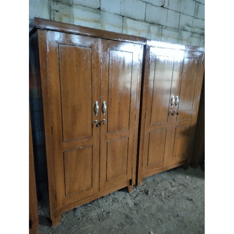 [ READY ] Lemari pakaian pintu 2 kayu jati minimalis | Lemari anak pintu 2 kayu jati minimalis kaca 
