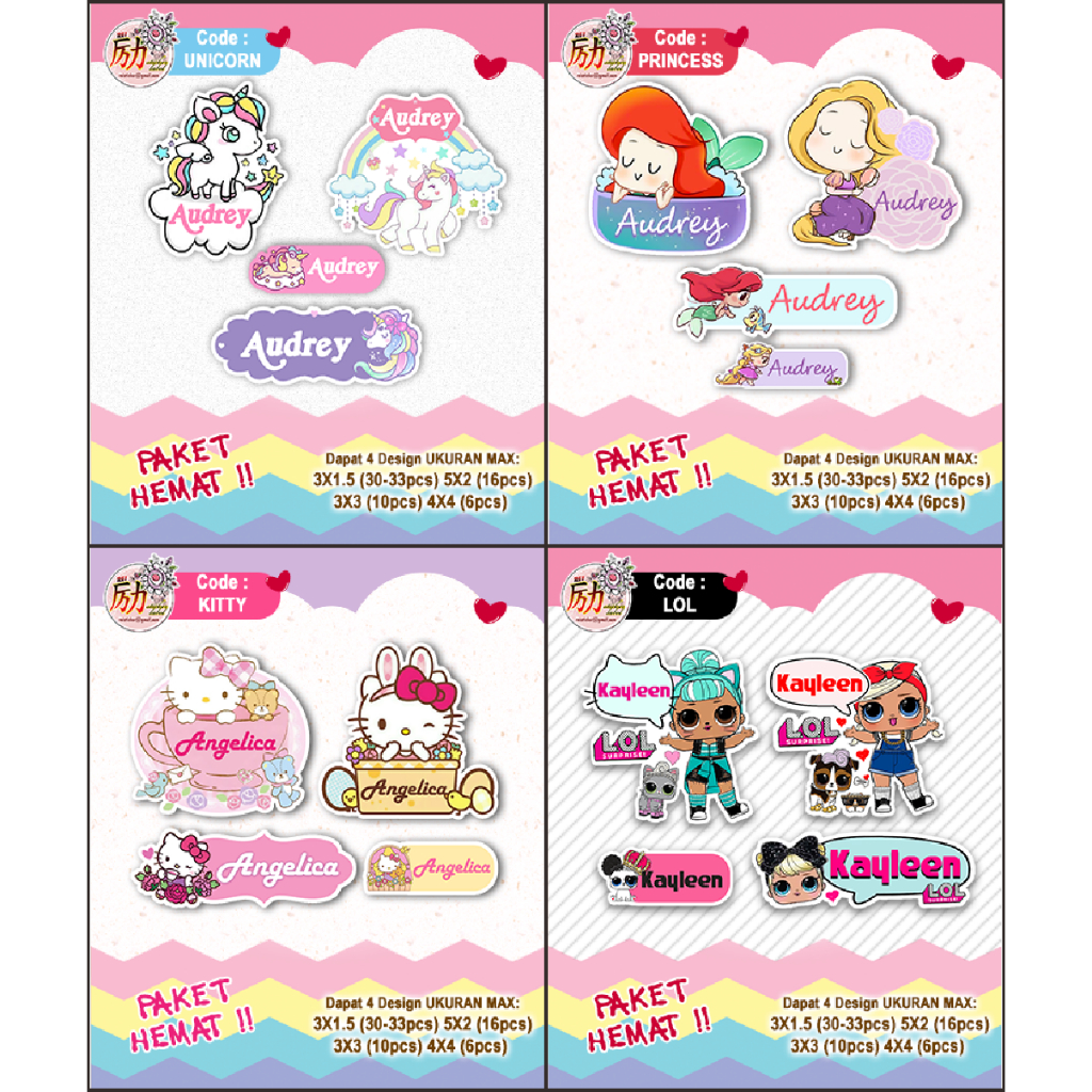 

❤️ Sticker Label Nama Waterproof