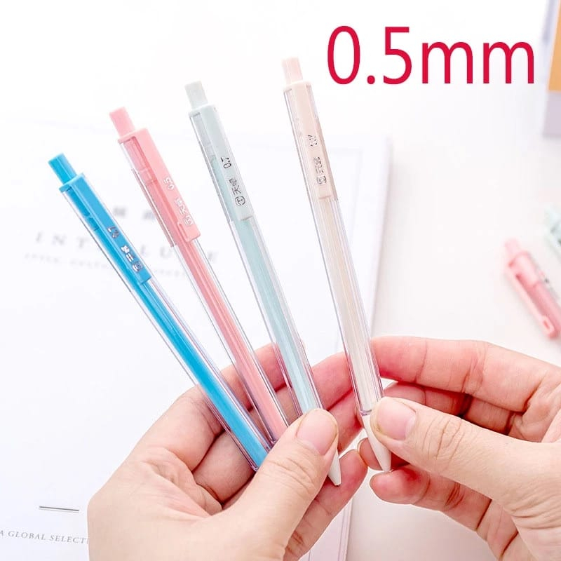 

HM69 Pensil Mekanik Otomatis Bentuk Hexagonal Ukuran 0.5mm Pensil Mekanik Warna Transparan Simple Untuk Stationery Sekolah