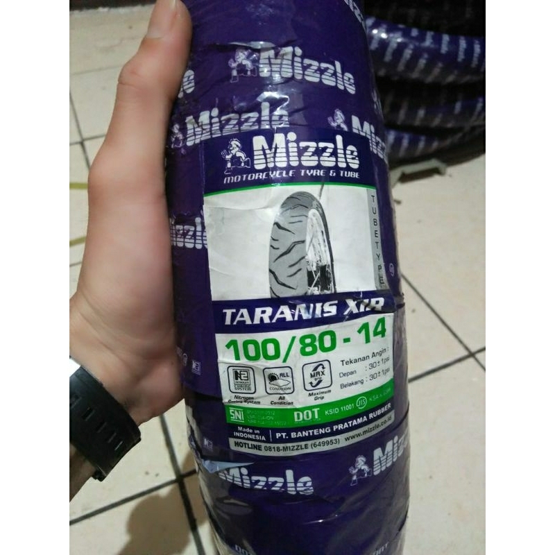 BAN LUAR MIZZLE TUBETYPE TARANIS 80/80 90/80 100/80 RING 14 FOR ALL MATIC