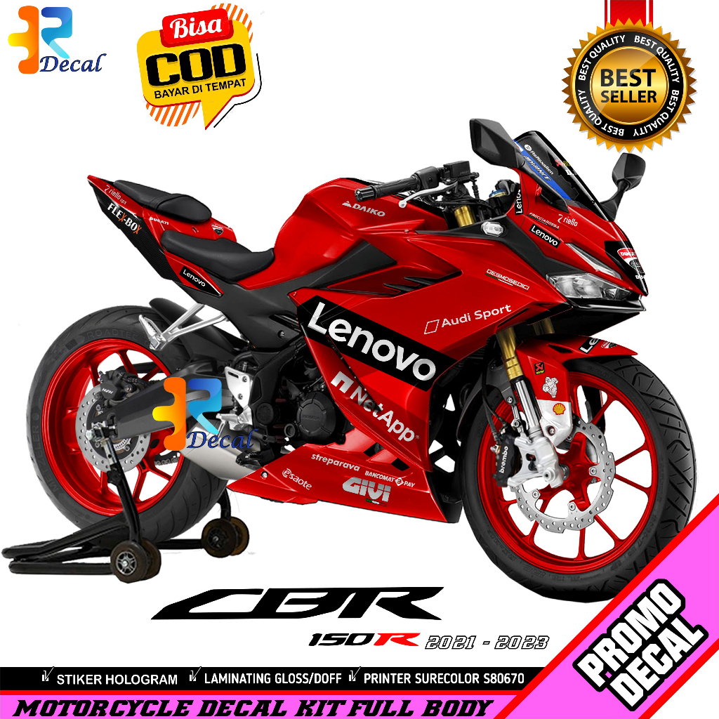 Decal Motor CBR 150R  2021 - 2023  Desain Ducati Sticker Decal Full Body