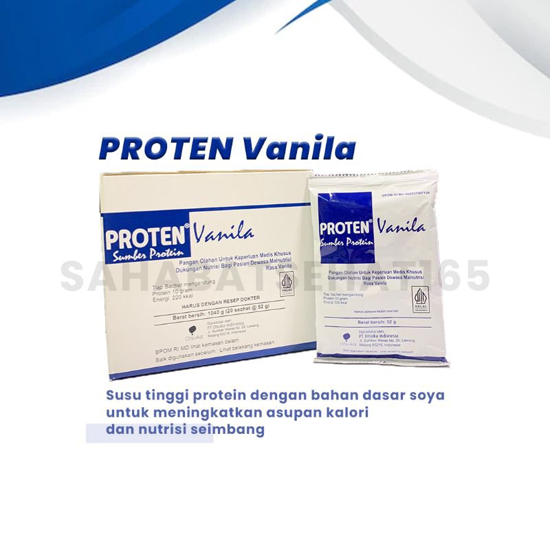 

PROTEN susu kedelai/Soya rasa VanilaCoklat, per Box/20 sachet 52g