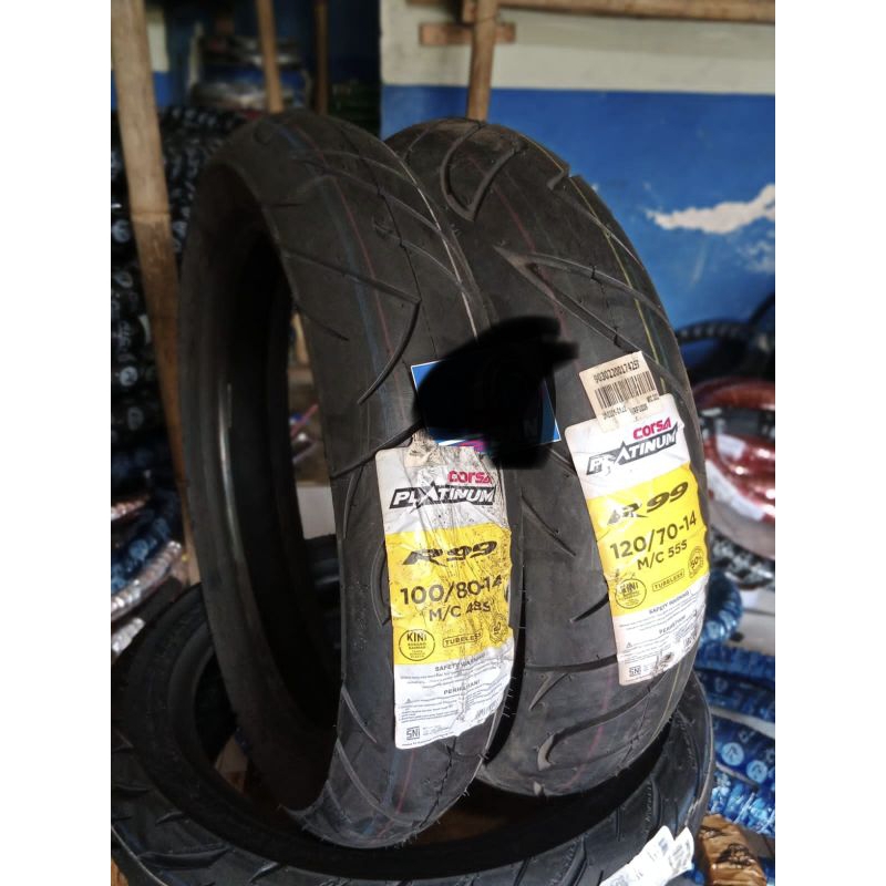 BAN LUAR CORSA PLATINUM R99 TUBLES UK 100/80 & 120/70 RING 14