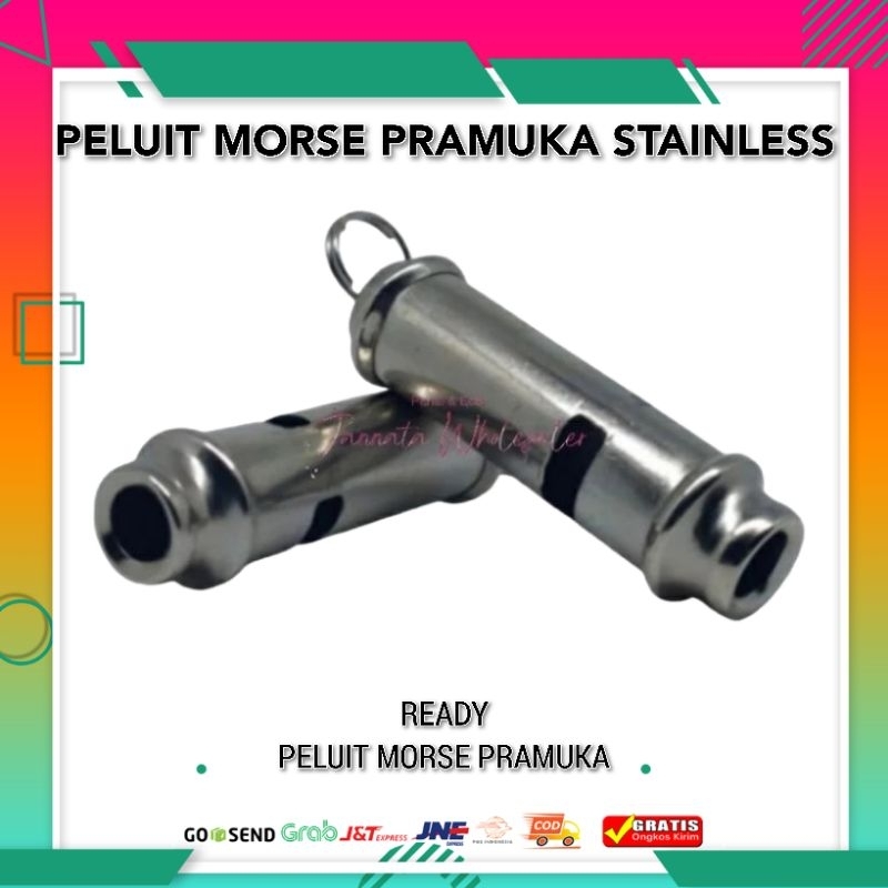 Peluit Pramuka Morse | Peluit Morse Besi Stainless Steel  | Peluit Besi Panjang Premium