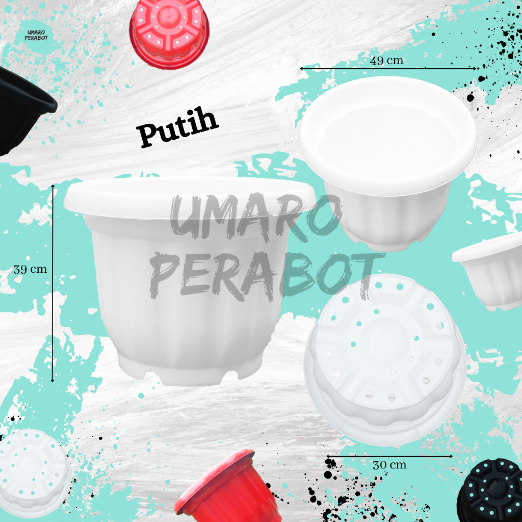 Pot Jumbo Ukuran 50 Warna Putih / Pot Besar / Tabulampot / Pot Bigmom / Pot Tanaman / Pot Bunga / Um