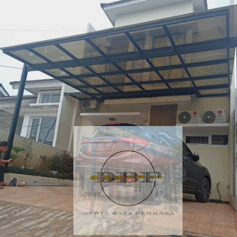 Kanopi baja ringan atap solarflat 3mm berikut cat rangka