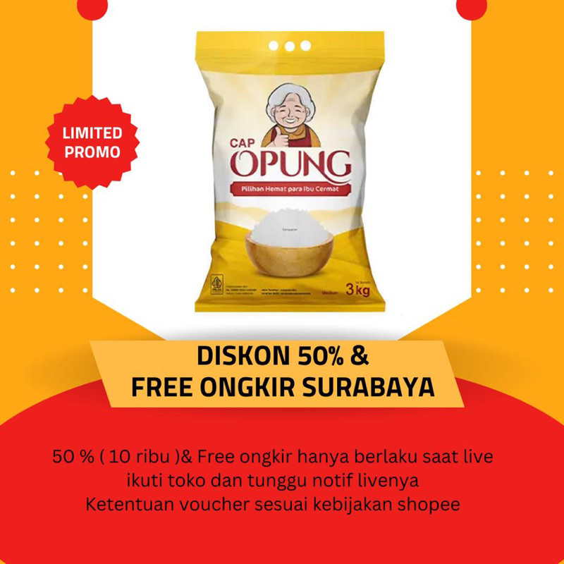 

[ DISKON 50% + Free ongkir ] BERAS 3kg