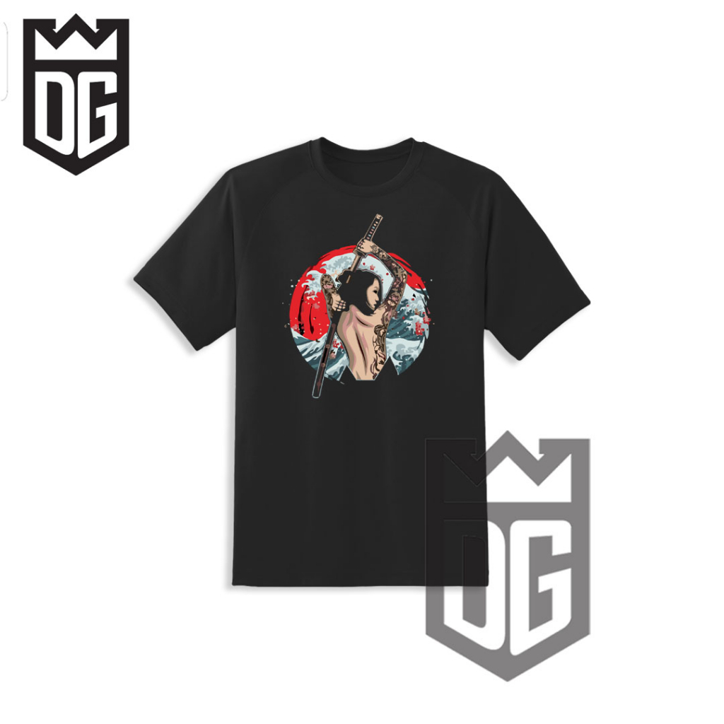 Kaos Polos Geisha Samurai Japan - T shirt Bahan Kaos Soft Cotton - Dg Clothes