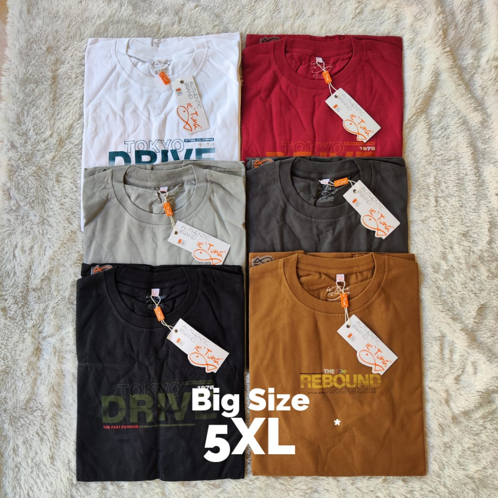 Kaos Ie Tuna Jumbo Big Size 5XL Kaos Jumbo Pria Size XXXXXL