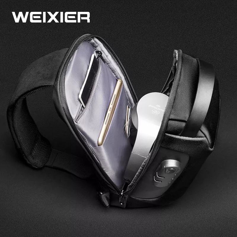 WEIXIER 9529 Tas Selempang Pria Sholder Bag Anti Maling USB Port Anti Air