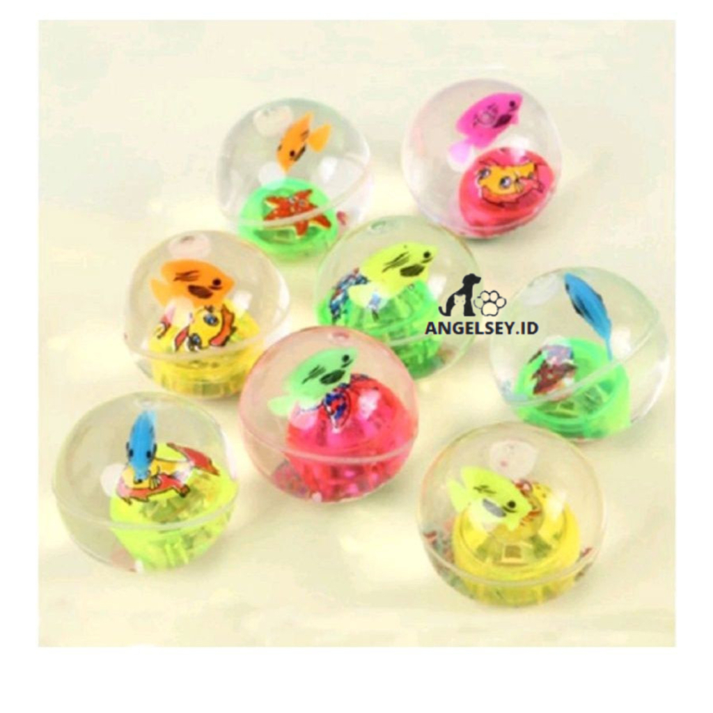 Mainan Anak BOLA BEKEL BOLA PANTUL BOLA KARET AIR - Bola Karet Ikan Lampu