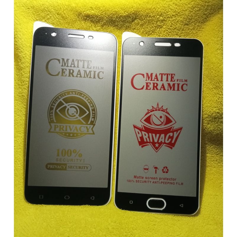 TG tempered glass OPPO A57 matte caramic PRIVACY warna hitam bahan bagus spay