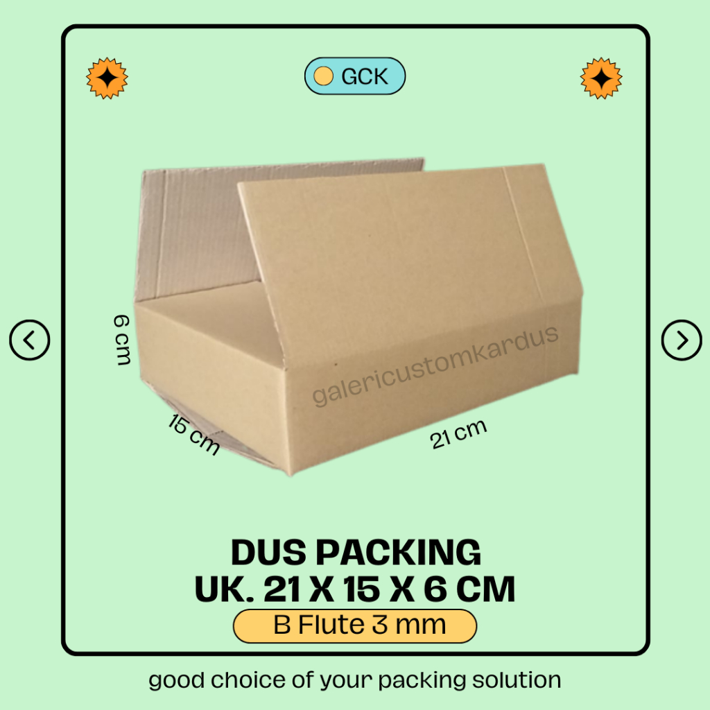 

(min. order 10) Kardus/Packing Corrugated/Dus barang sedang 21x15x6 B Flute Box