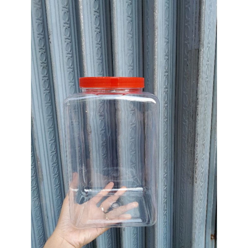 Toples ikan cupang 4 Liter kotak | Toples plastik makanan kerupuk 4Liter