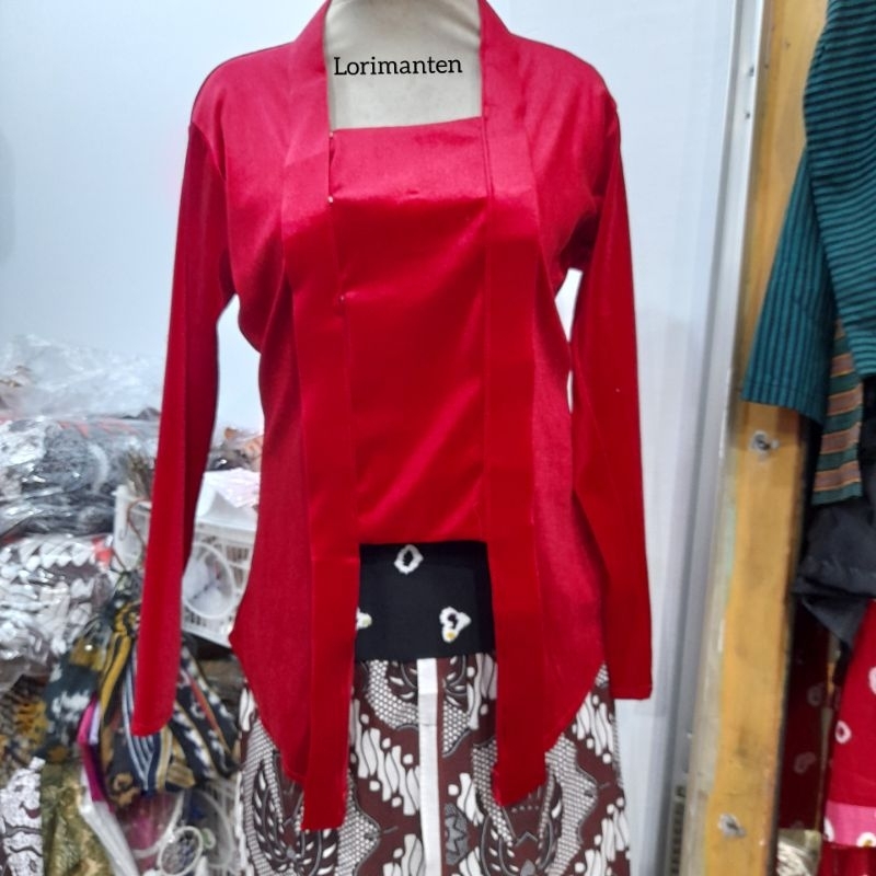 Kebaya Bludru Kutu Baru Merah Cabe M Dewasa