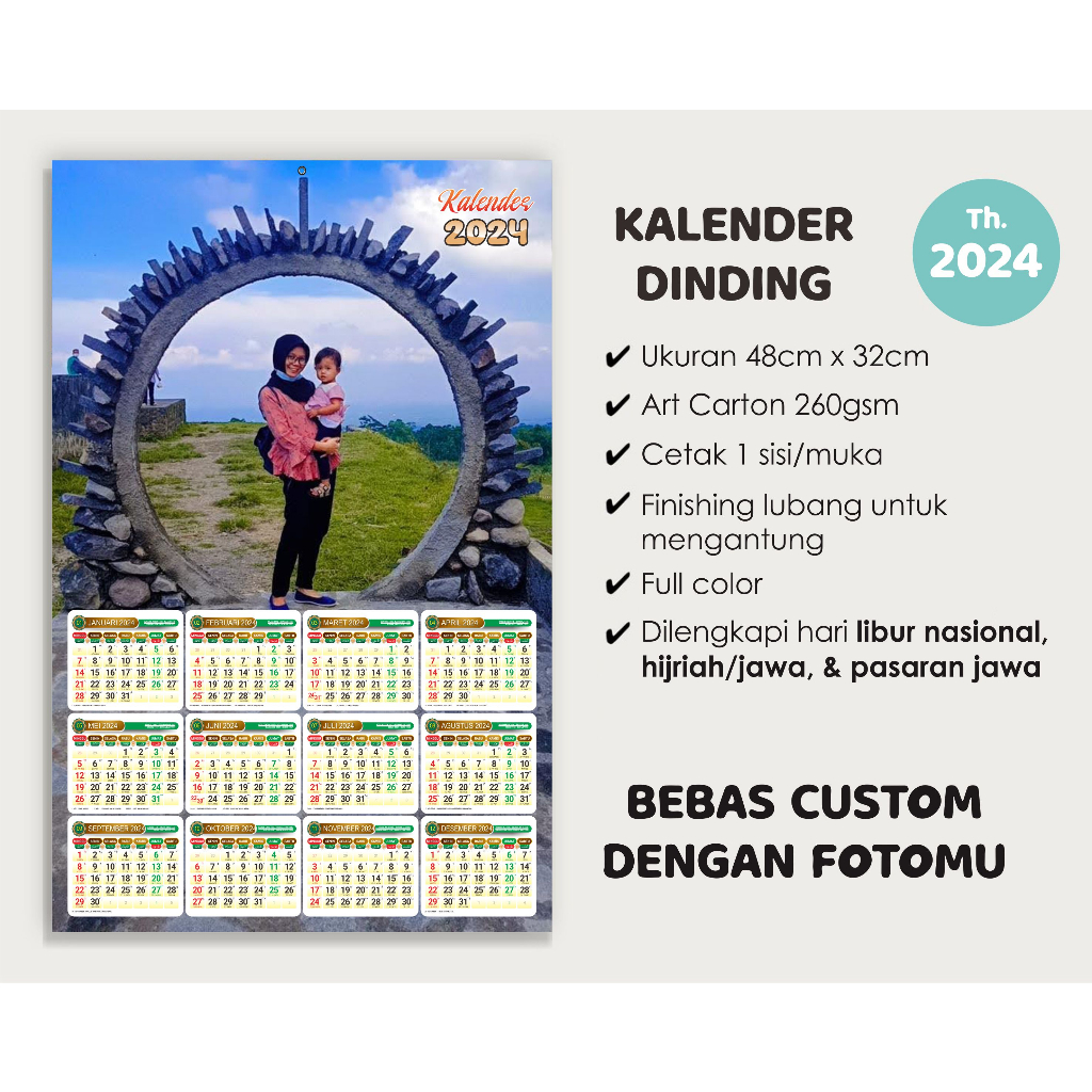 

Kalender Dinding Tahun 2024 Tanggalan/Penanggalan | Custom/Kustom Foto & Nama Sesuai Keinginan | TANPA MINIMAL PEMBELIAN