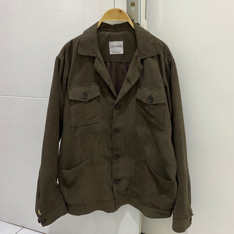 PRELOVED - SIGNORE “Trucker Jacket” Dark Brown Suede