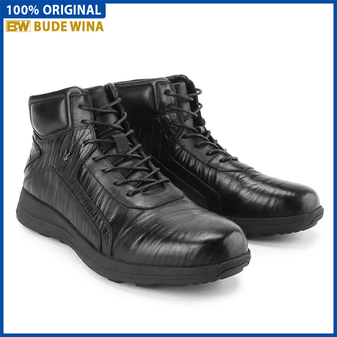 SEPATU BOOT PLAYBOY BOOTS PRIA ORIGINAL KULIT ASLI ORI TERBARU BLACK PL02