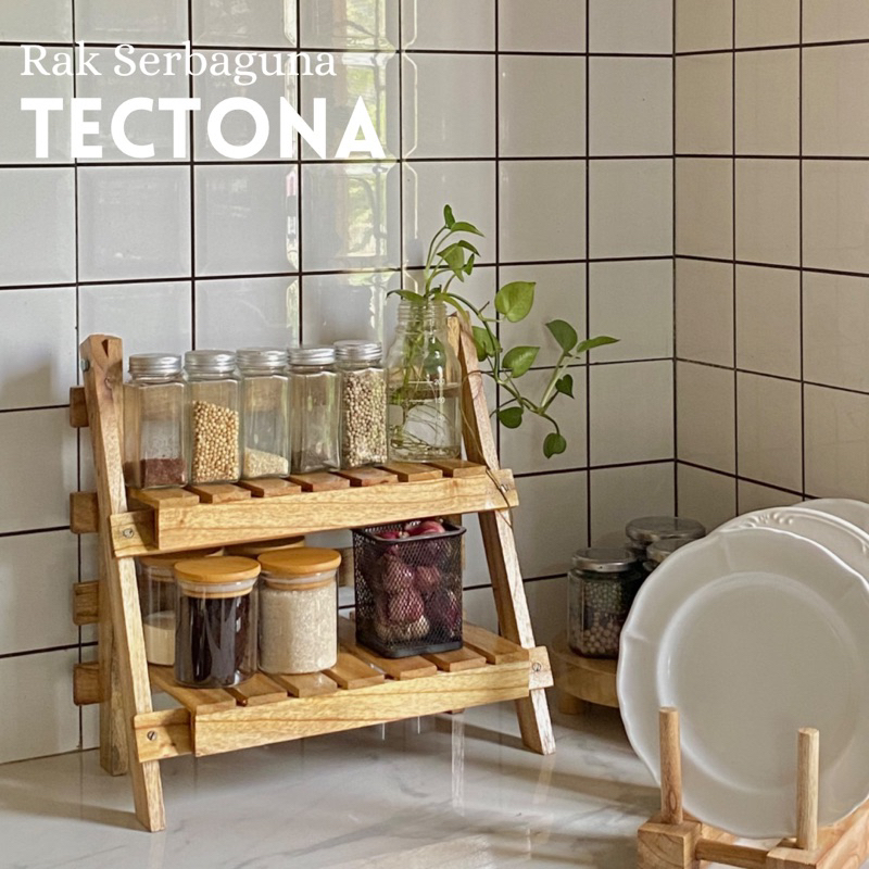 Rak Bumbu Dapur Kayu Serbaguna Aesthetic Korea