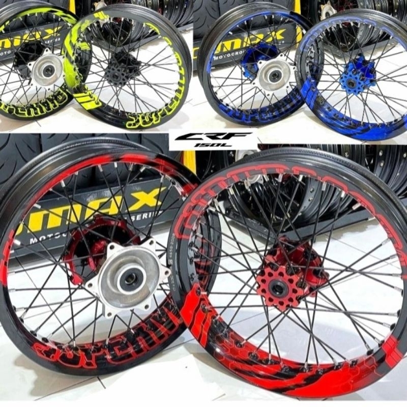 WHEELSET PAKET VELG SUPERMOTO KLX 150 CRF 150 WR155 VELG SUPERMOTO PROTECH