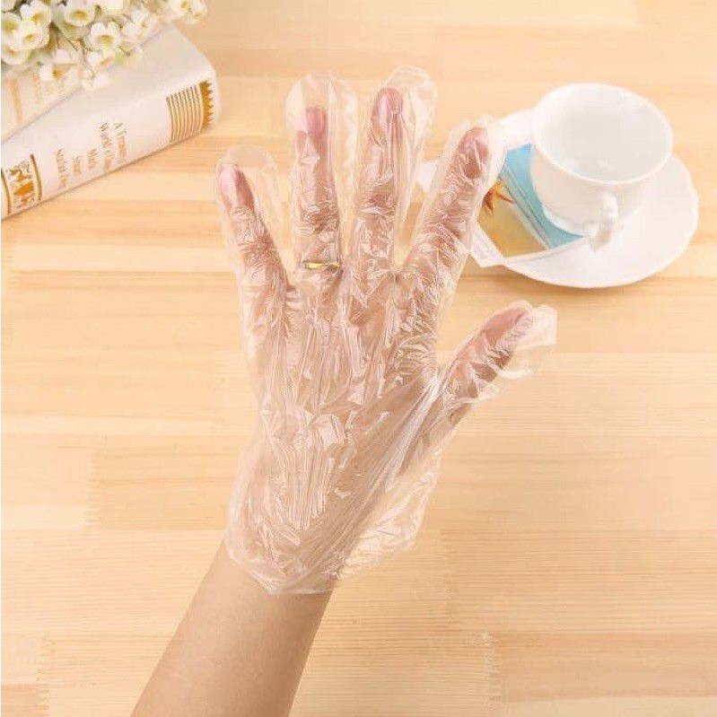 Sarung Tangan PLASTIK Glove ISI 100 Per 1 Pack Disposable Plastic Gloves Sekali Pakai Bening Polos Transparent Transparan cocok untuk bikin kue masak usaha