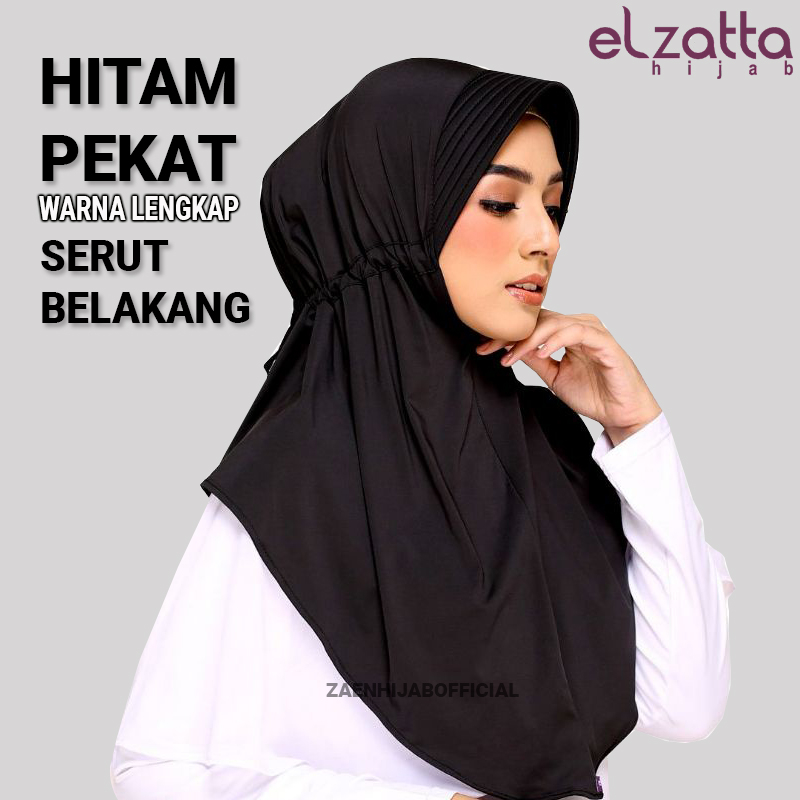 Elzatta Kerudung Hijab Bergo Instan Serut Belakang Polos Zaria Sahara