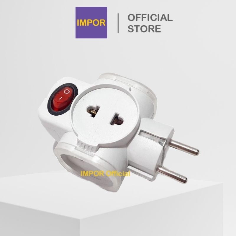 IMPOR Steker T Cabang 4 Lubang Switch Saklar Colokan Cok Arde Listrik
