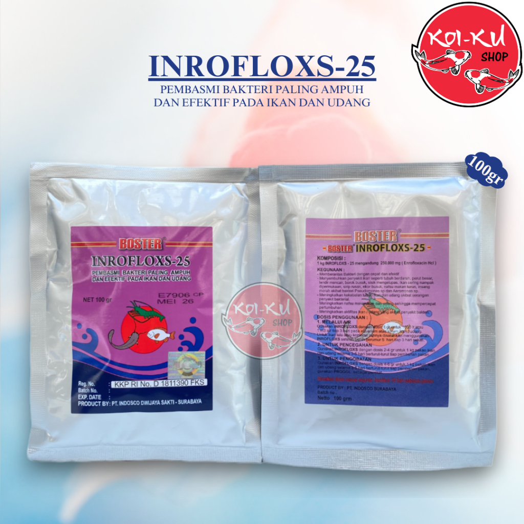 BOSTER INROFLOXS-25 SERBUK ANTIBIOTIK IKAN AMPUH 100GRAM