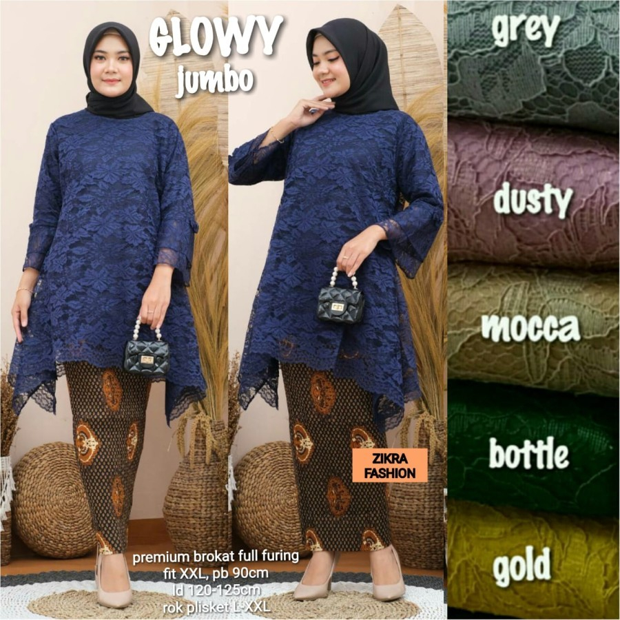 Setelan Kebaya Brukat Rinjani Ld130 Jumbo Set Wanita Terbaru kondangan Set Kebaya Brukat Kebaya Rinj