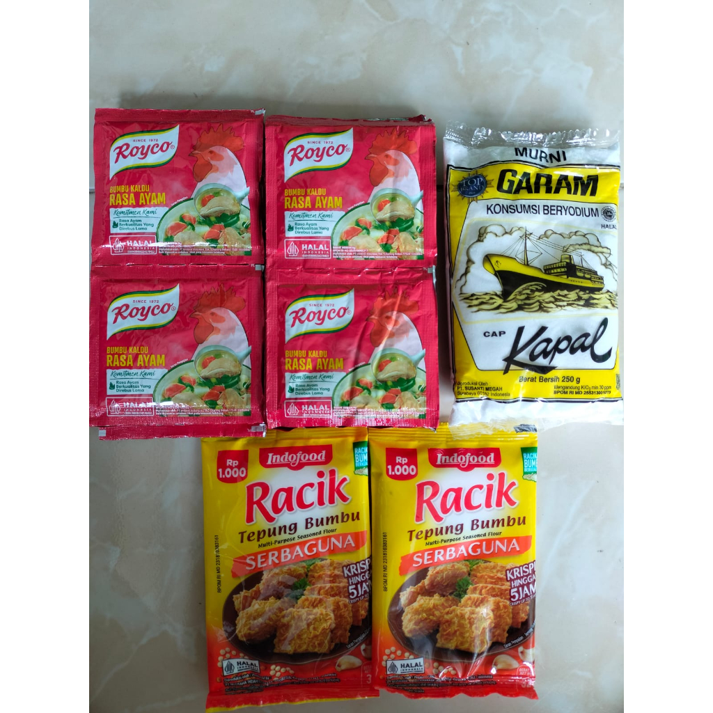 

PAKET 2 RENCENG ROYKO + 1 BUNGKUS GARAM + 2 SASET TEPUNG SERBAGUNA