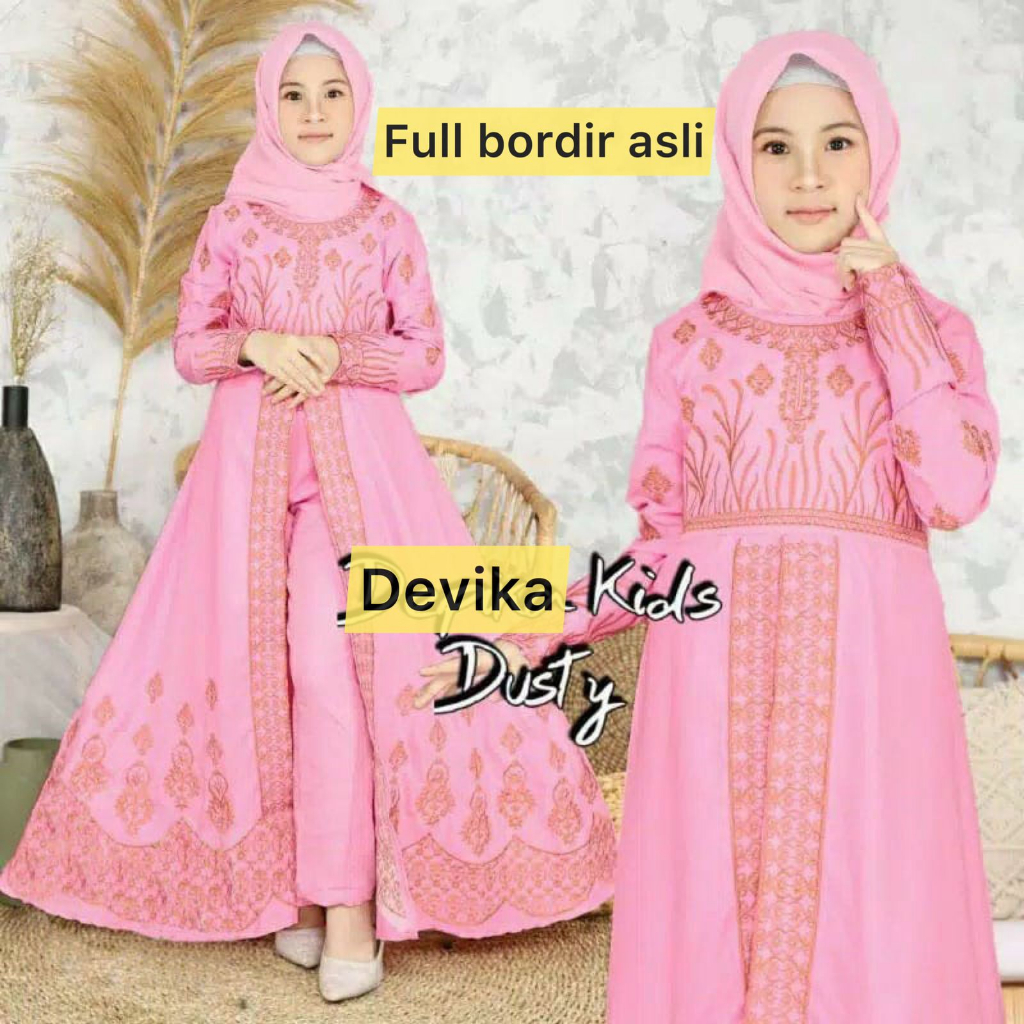 Baju Pesta Muslim Anak Gaun Pesta Anak Umur 8-10 Tahun Setelan Baju Kondangan Anak Tanggung SD Lenga