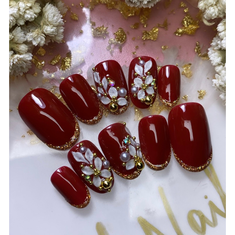 Kuku Palsu Maroon/ fake nails maroon/ fake nails wedding/ kuku paksu wedding/ kuku palsu aceh/ fake 