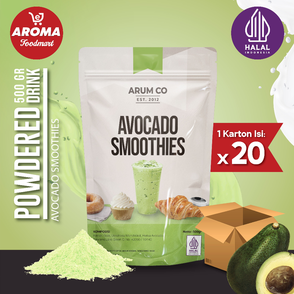 

1 Karton Arum Co Bubuk Avocado Smoothies Powder 500gr Serbuk Alpukat