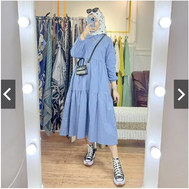 Serina Tunik Midi dress LD100 PJ100 Busui / Midi Dress Gamis Hijab / Fashion Muslim