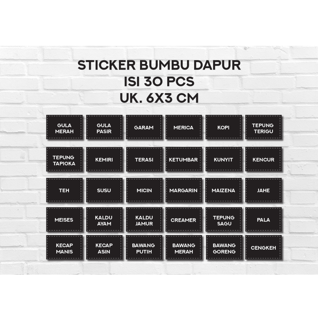 

STICKER BUMBU DAPUR / LABEL NAMA BUMBU DAPUR / STICKER PANTRY WATEERPOOF ISI 30 PCS