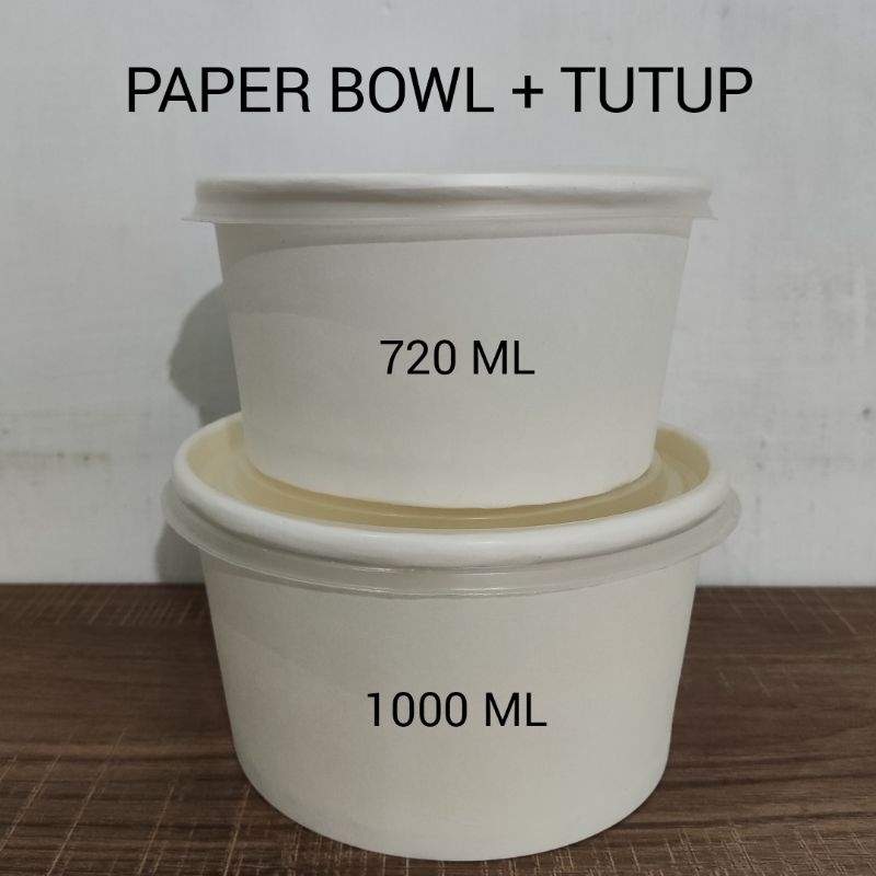 Paper Bowl 720ml 1000ml / Mangkok Kertas / Paper Bowl + Tutup