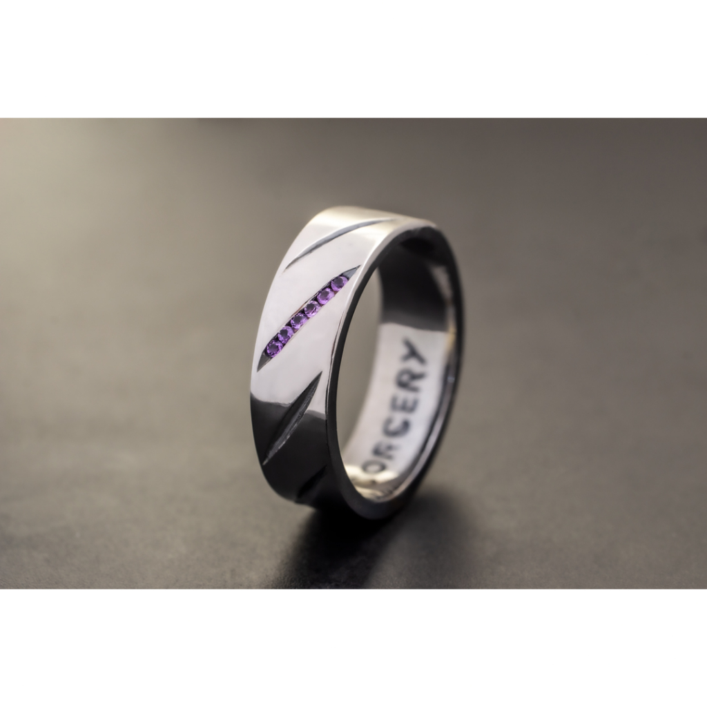 SORCERY 925 Silver Ring CVN Cincin Perak Emas Hitam Permata Pria Wanita