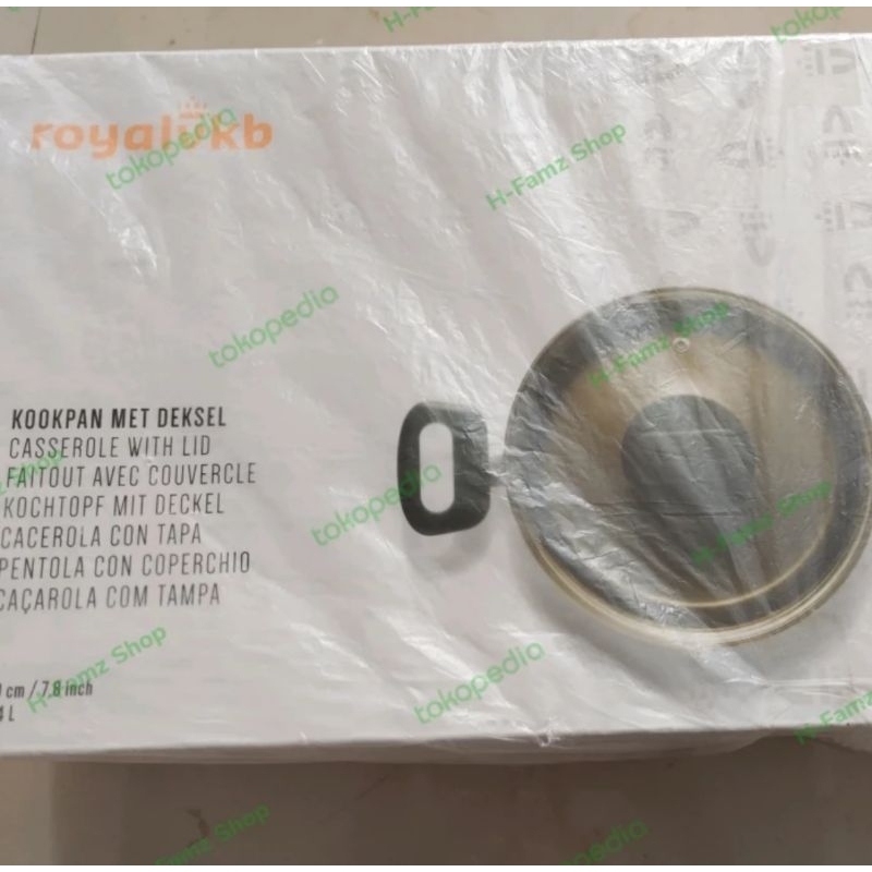 ROYAL VKB Casserole with lid, Panci tutup kaca Original - 20 cm