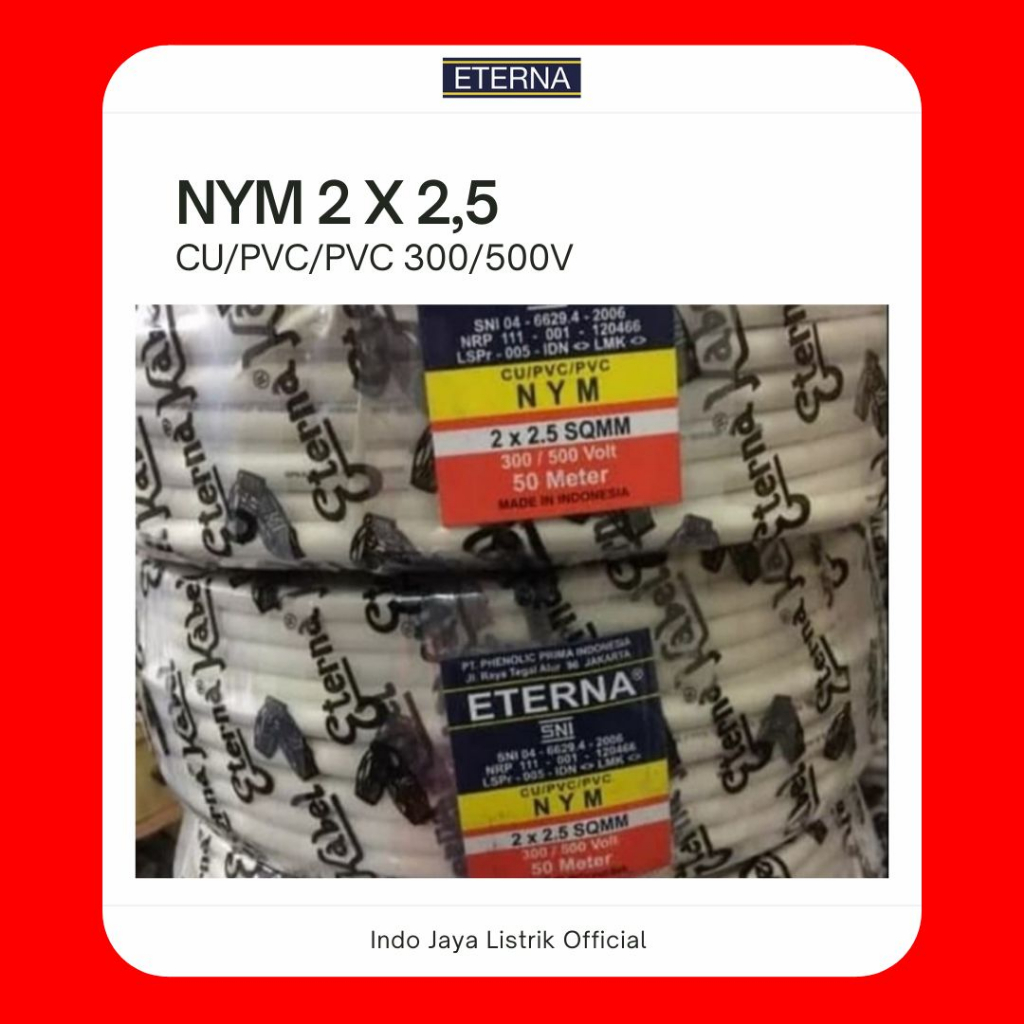 ETERNA - NYM 2 X 2,5 X 50 METER/KABEL ETERNA NYM 2 X 2,5 X 50 METER